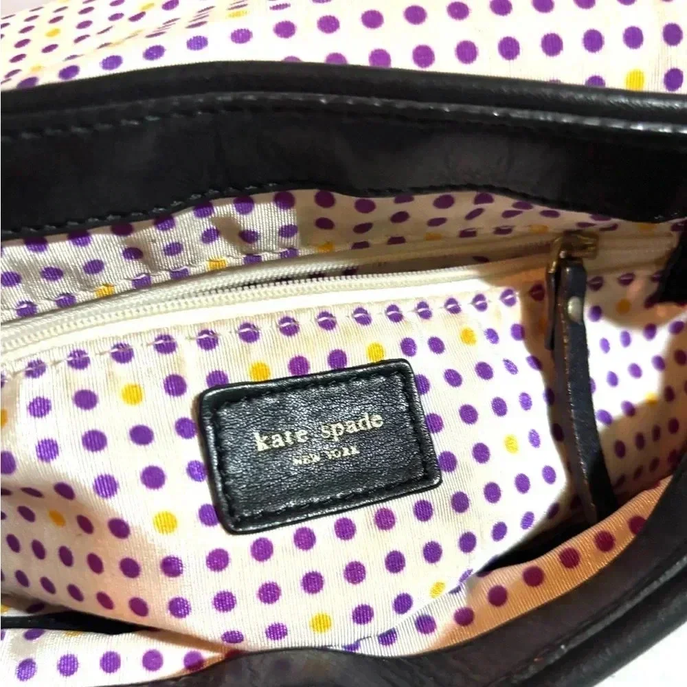 Kate spade black leather shoulder handbag